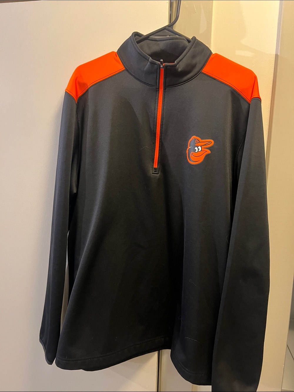 MLB Baltimore Orioles Black and Orange Quarter-Zip Performance Jacket